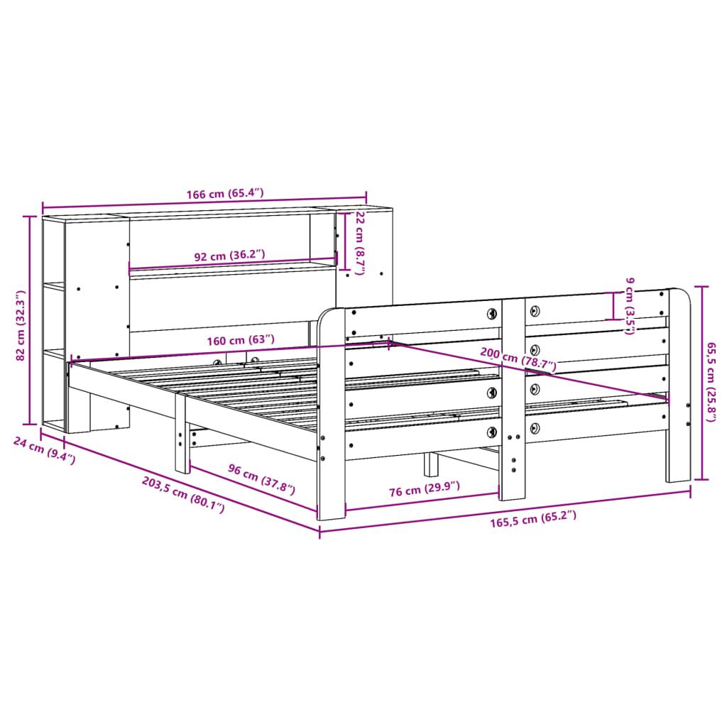 Sengeramme uden madras 160x200 cm massivt fyrretræ