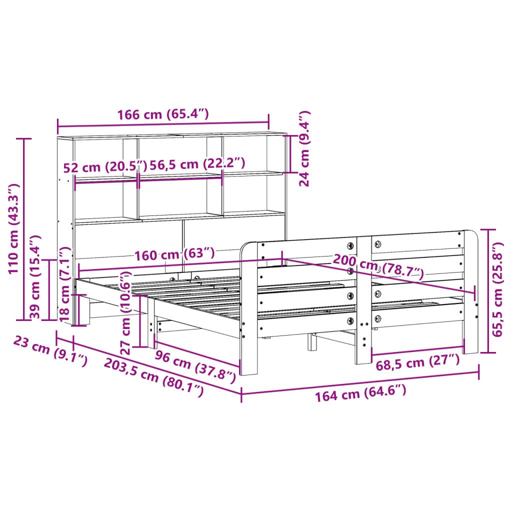 Sengeramme uden madras 160x200 cm massivt fyrretræ