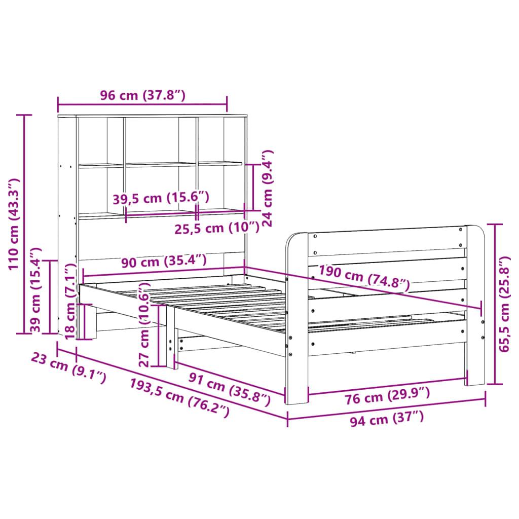 Sengeramme uden madras 90x190 cm massivt fyrretræ