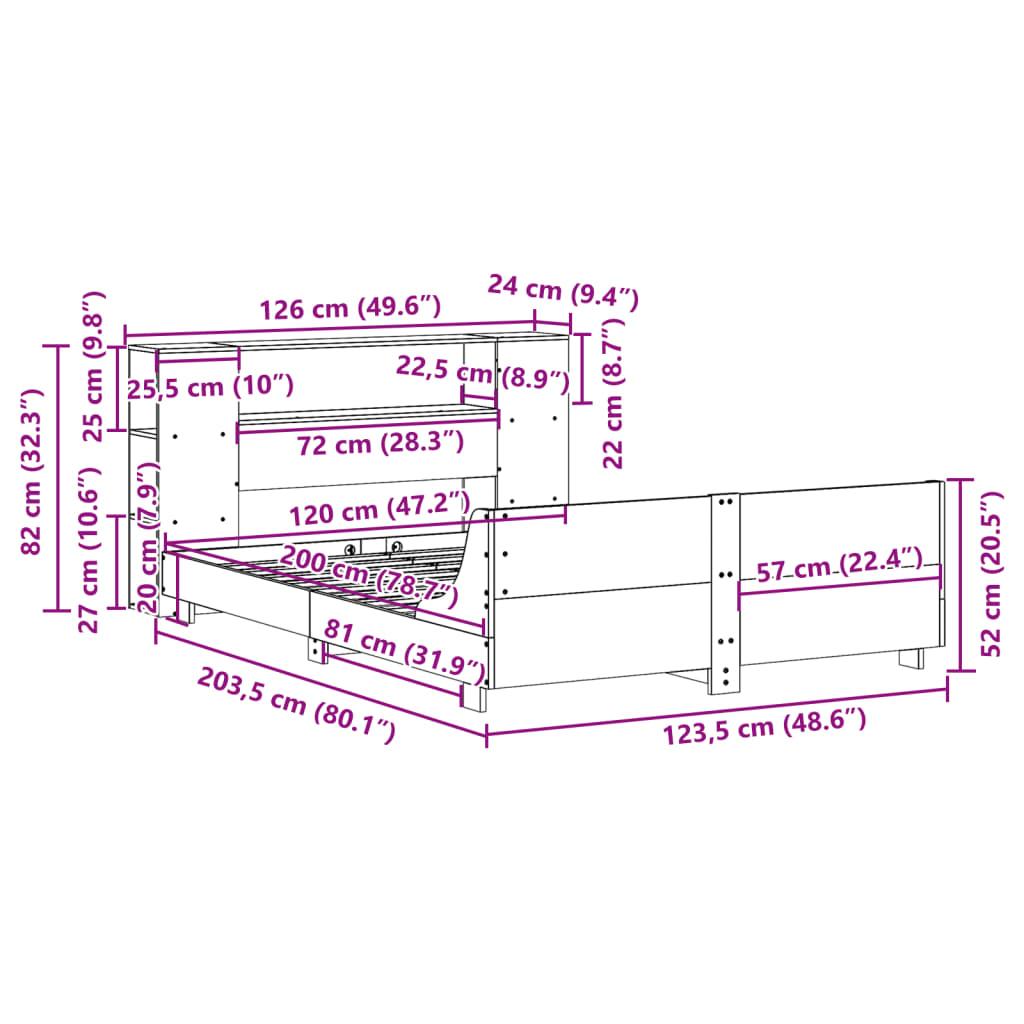 Sengeramme uden madras 120x200 cm massivt fyrretræ