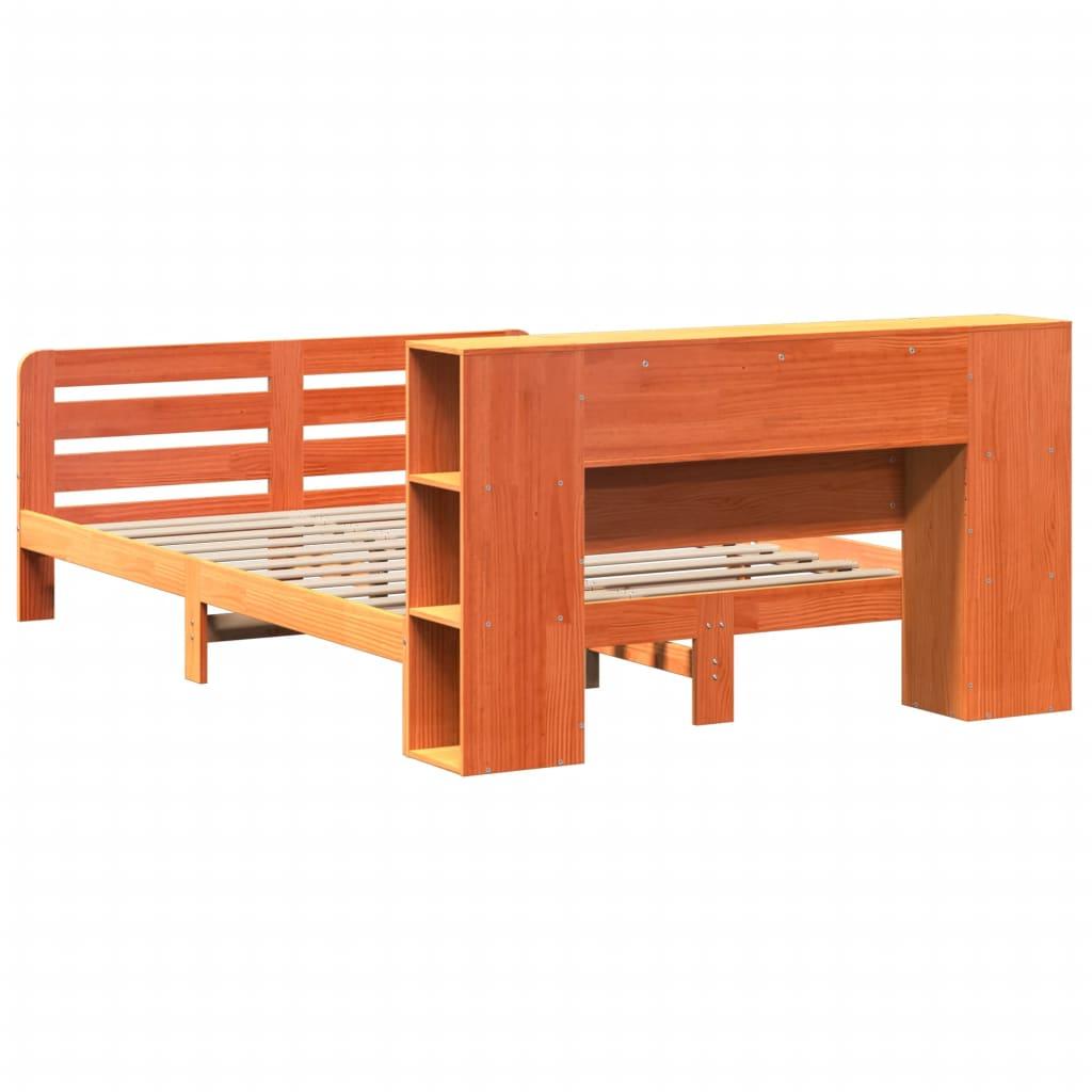 Sengeramme uden madras 160x200 cm massivt fyrretræ gyldenbrun