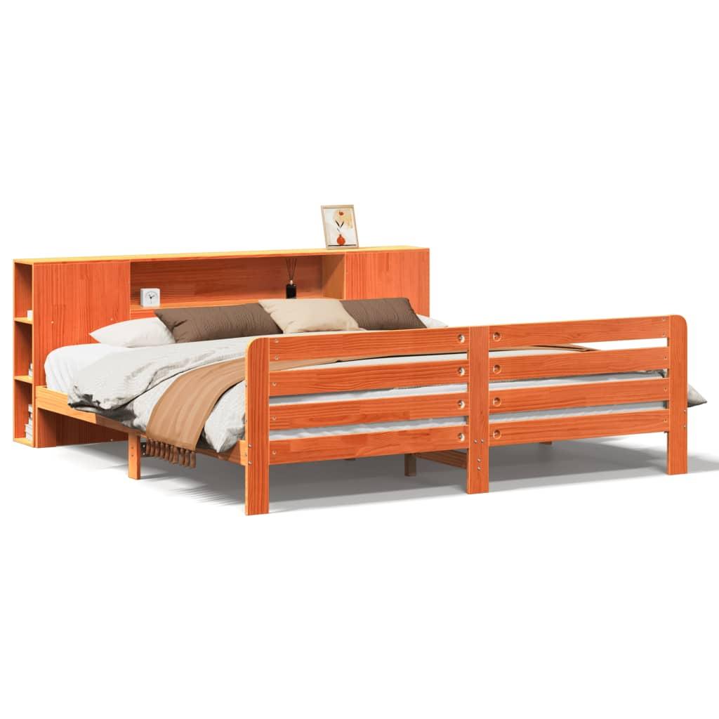 Sengeramme uden madras 200x200 cm massivt fyrretræ gyldenbrun