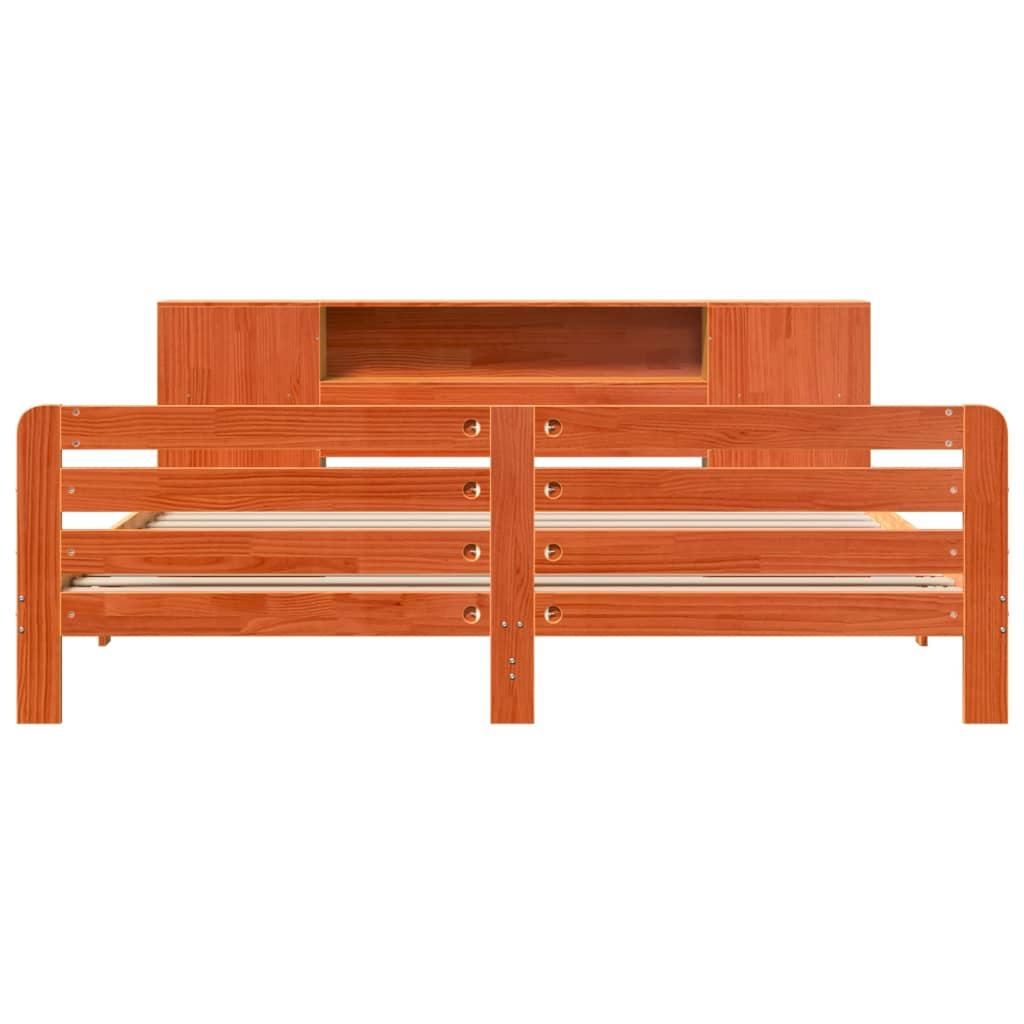 Sengeramme uden madras 200x200 cm massivt fyrretræ gyldenbrun