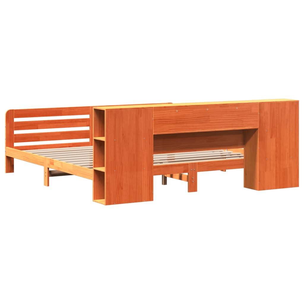 Sengeramme uden madras 200x200 cm massivt fyrretræ gyldenbrun