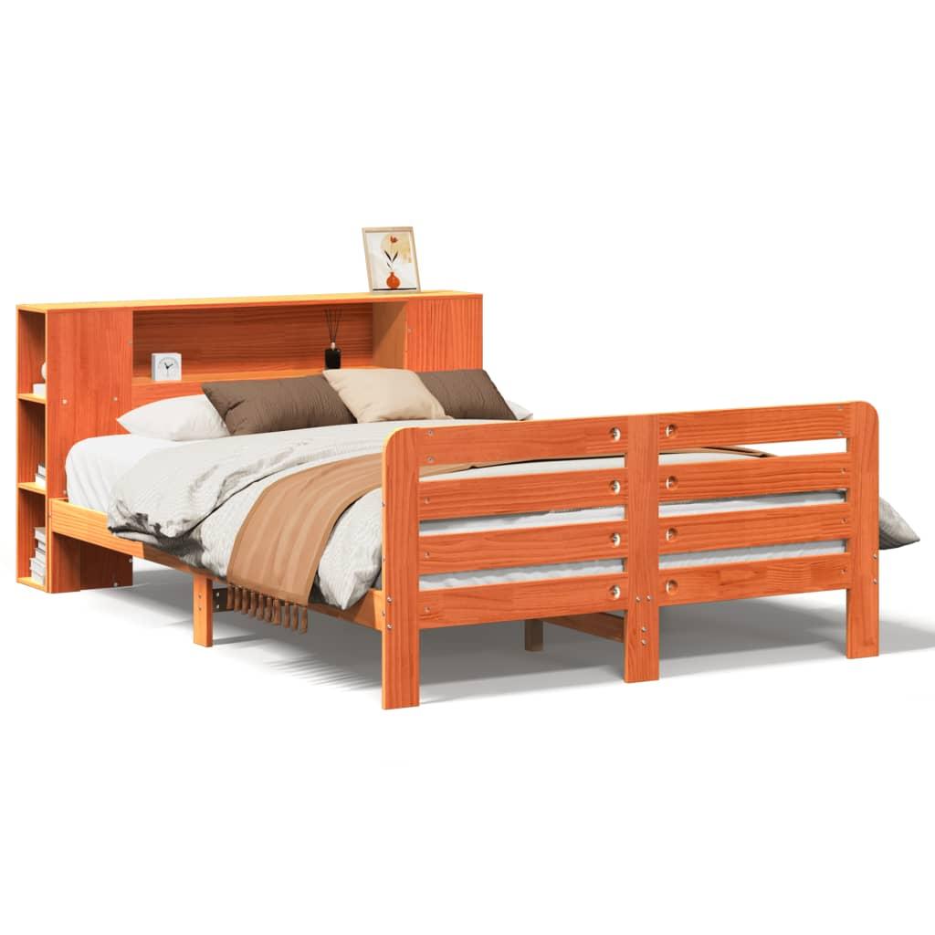 Sengeramme uden madras 140x190 cm massivt fyrretræ gyldenbrun