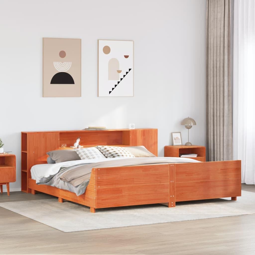 Sengeramme uden madras 180x200 cm massivt fyrretræ gyldenbrun