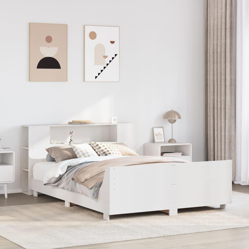 Sengeramme uden madras 140x190 cm massivt fyrretræ hvid