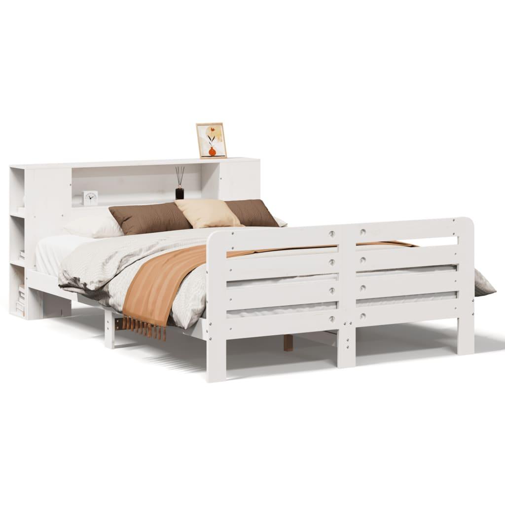 Sengeramme uden madras 120x190 cm massivt fyrretræ hvid