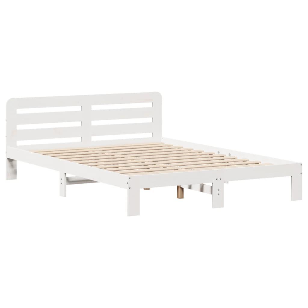 Sengeramme uden madras 120x190 cm massivt fyrretræ hvid