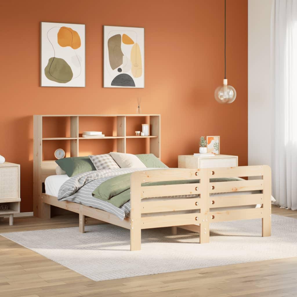 Sengeramme uden madras 135x190 cm massivt fyrretræ hvid