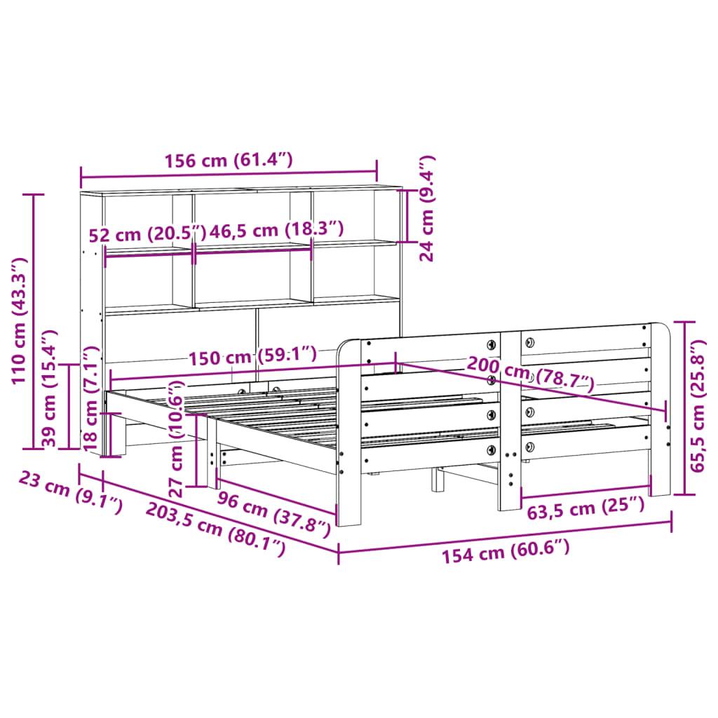 Sengeramme uden madras 150x200 cm massivt fyrretræ
