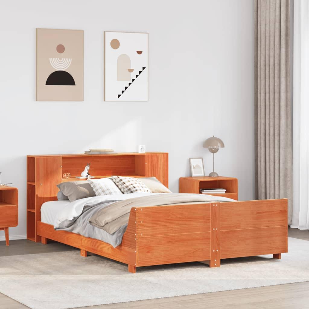 Sengeramme uden madras 160x200 cm massivt fyrretræ gyldenbrun