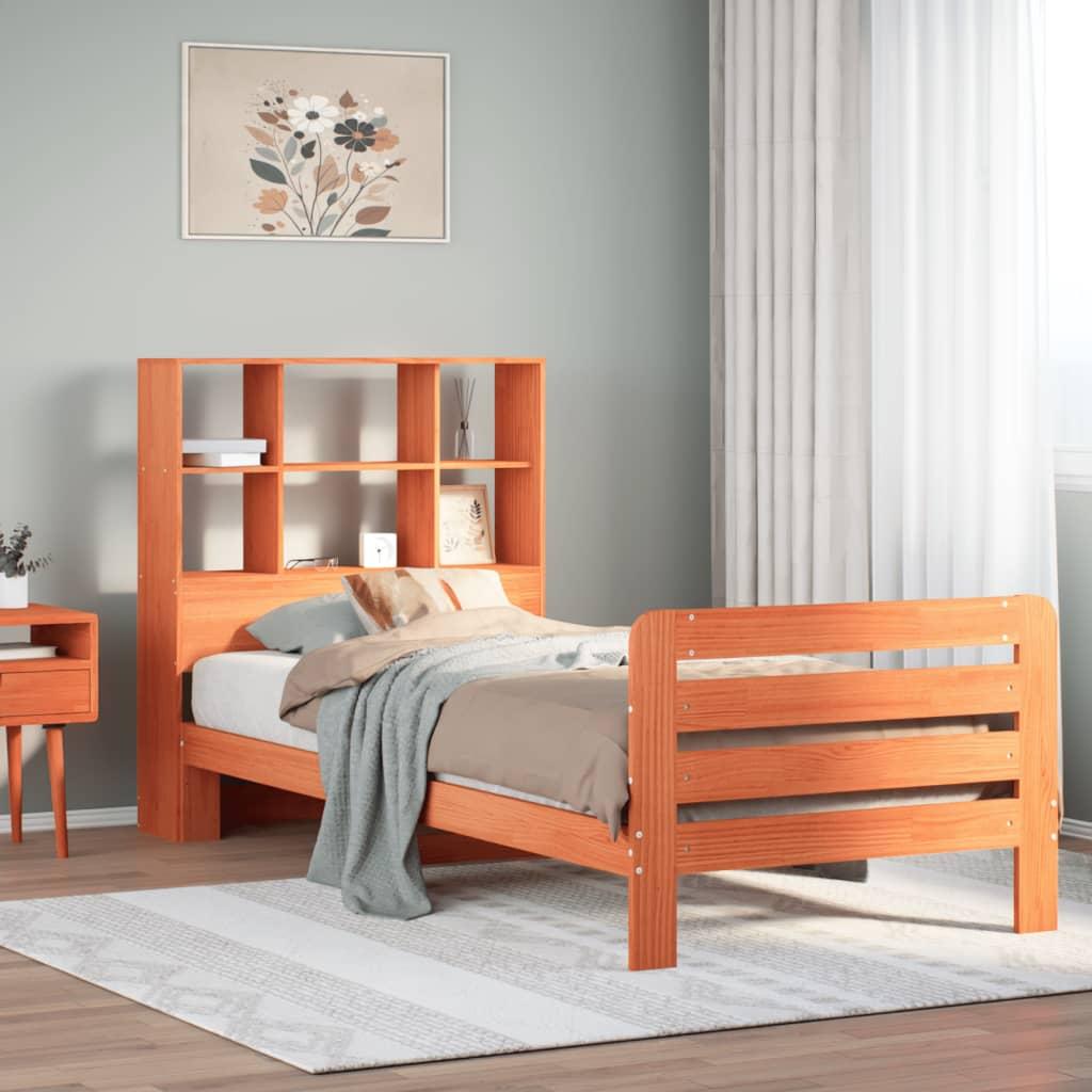 Sengeramme uden madras 75x190 cm massivt fyrretræ gyldenbrun