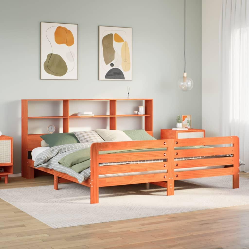 Sengeramme uden madras 200x200 cm massivt fyrretræ gyldenbrun