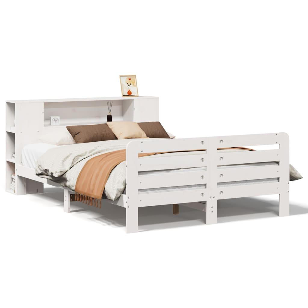 Sengeramme uden madras 160x200 cm massivt fyrretræ hvid