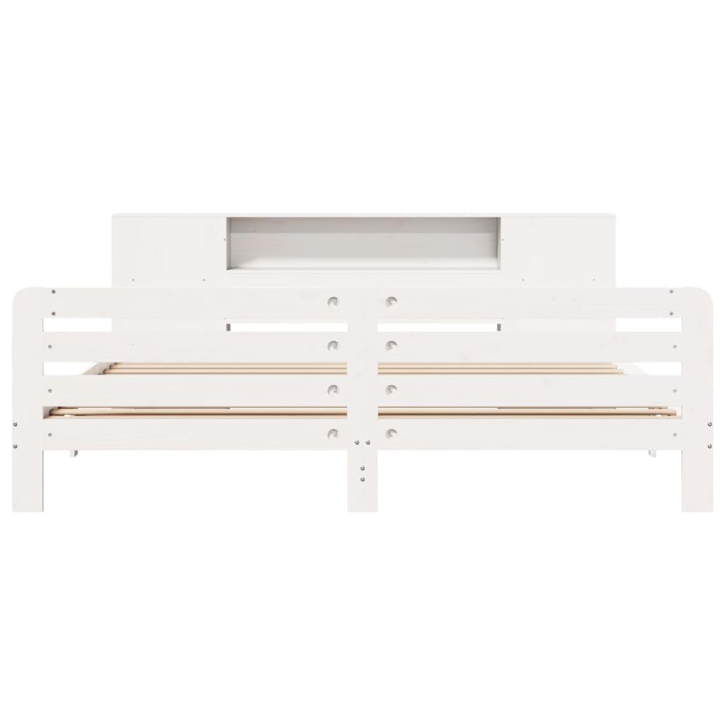 Sengeramme uden madras 200x200 cm massivt fyrretræ hvid