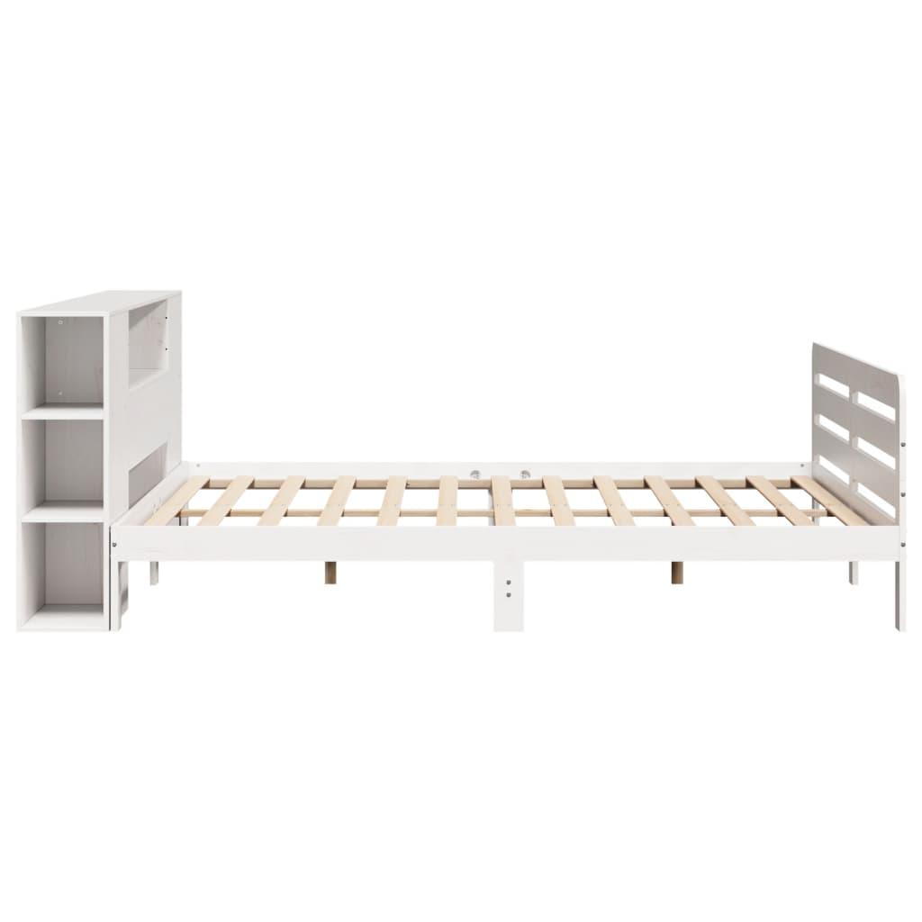 Sengeramme uden madras 200x200 cm massivt fyrretræ hvid
