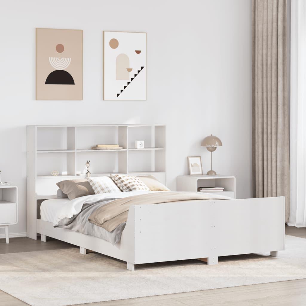 Sengeramme uden madras 160x200 cm massivt fyrretræ hvid