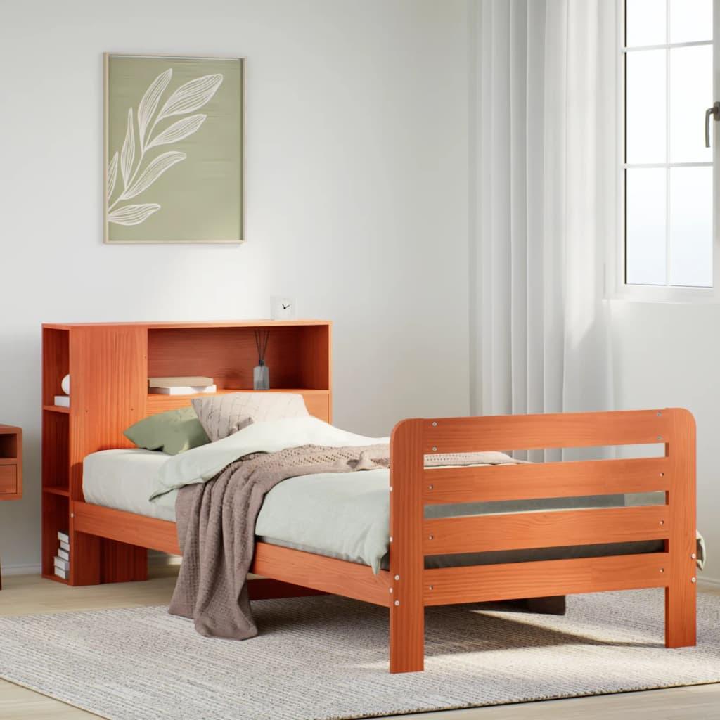 Sengeramme uden madras 90x200 cm massivt fyrretræ gyldenbrun