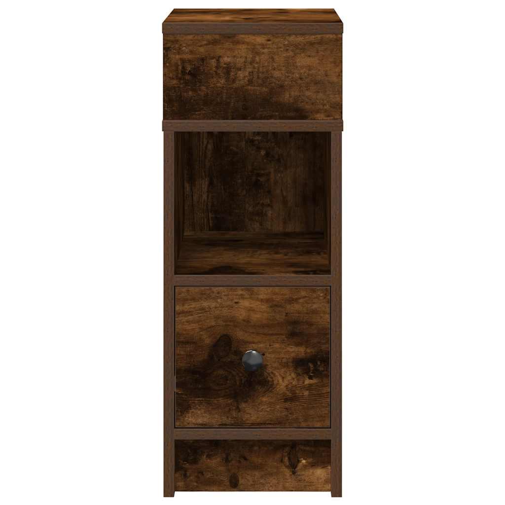Sengebord med skuffe 25x31x66 cm røget egetræsfarve