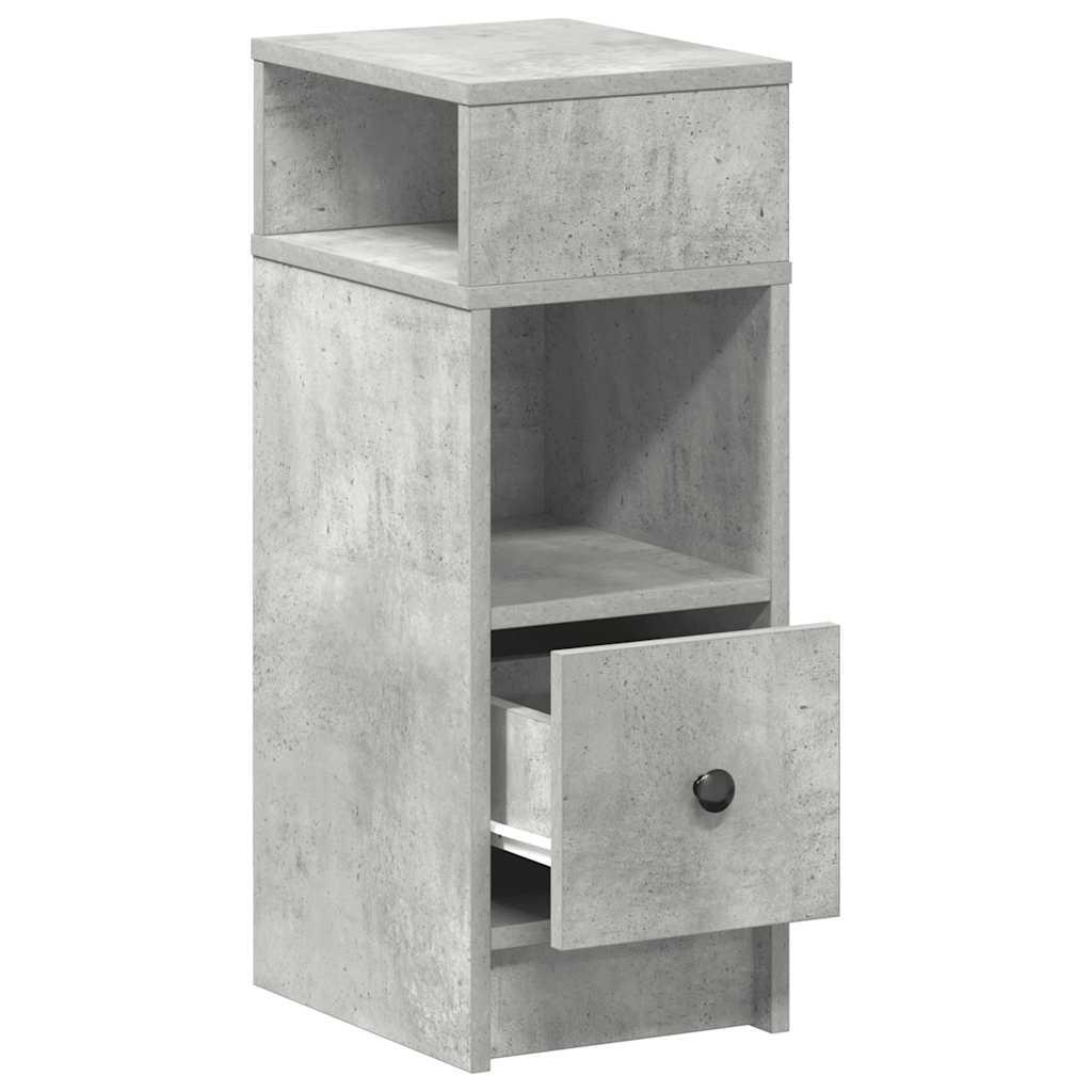 Sengeborde 2 stk. med skuffe 25x31x66 cm betongrå
