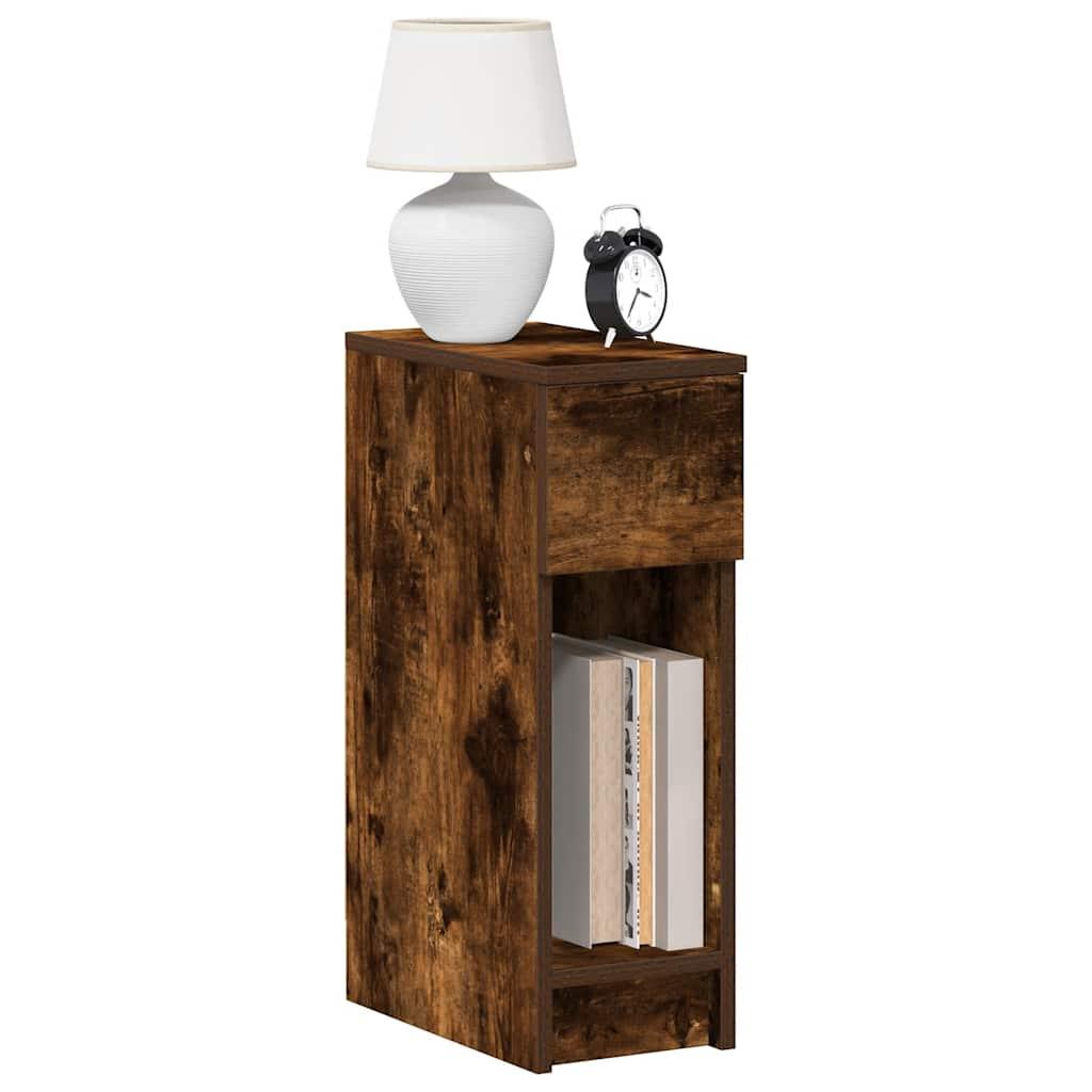 Sengebord med skuffe 20x36x60 cm røget egetræsfarve