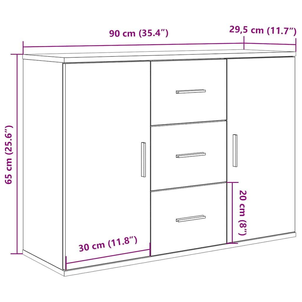 Skænk 90x29,5x65 cm konstrueret træ antikt trælook