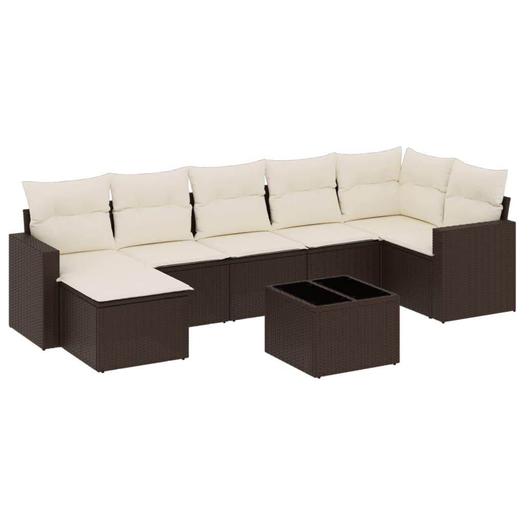 Sofasæt til haven 8 dele med hynder polyrattan brun