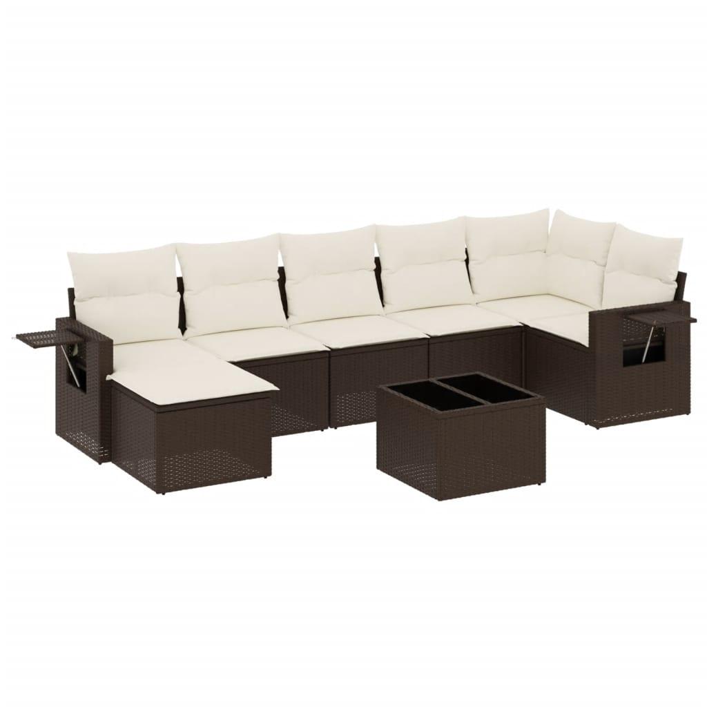 Sofasæt til haven 8 dele med hynder polyrattan brun