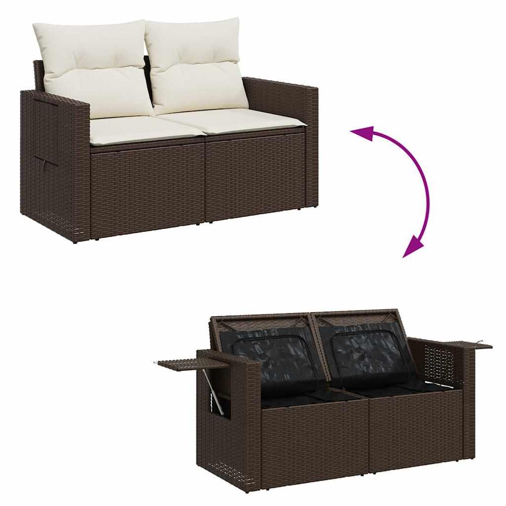 Sofasæt til haven 9 dele med hynder polyrattan brun