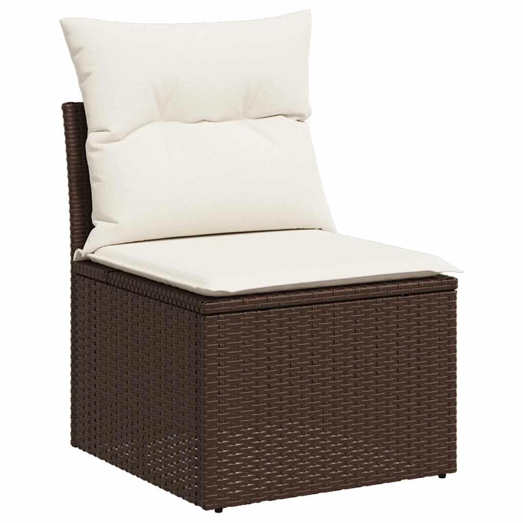 Sofasæt til haven 6 dele med hynder polyrattan brun