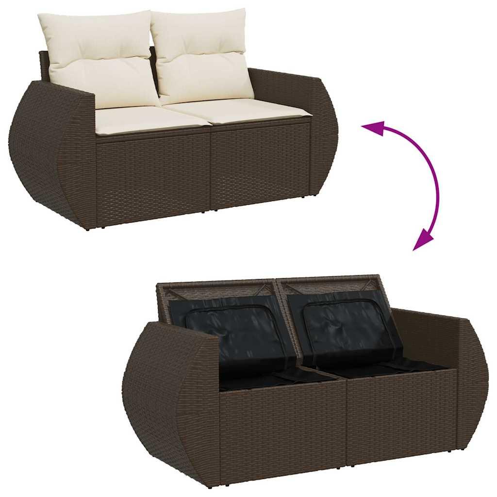 Sofasæt til haven 6 dele med hynder polyrattan brun