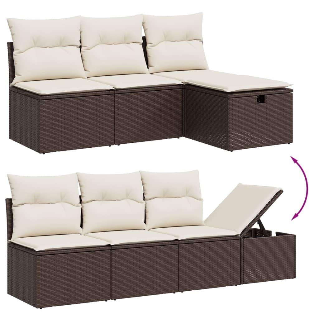 Sofasæt til haven 9 dele med hynder polyrattan brun
