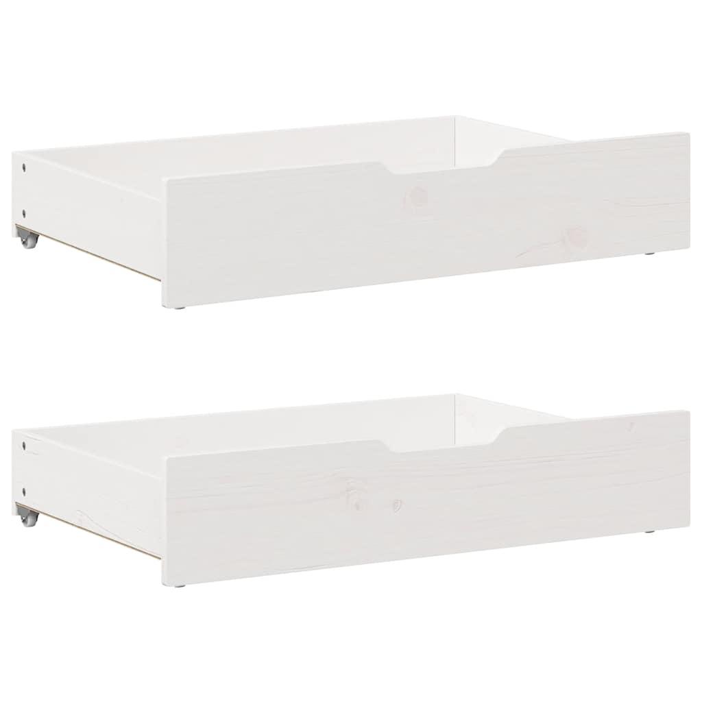 Sengeramme med skuffer 75x190 cm massivt fyrretræ hvid