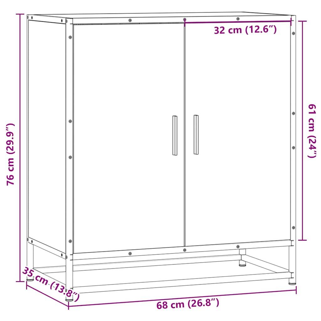 Skab 68x35x76 cm konstrueret træ og metal brun egetræsfarve