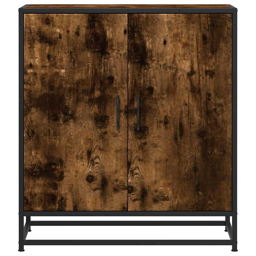 Skab 68x35x76 cm konstrueret træ og metal røget egetræsfarve