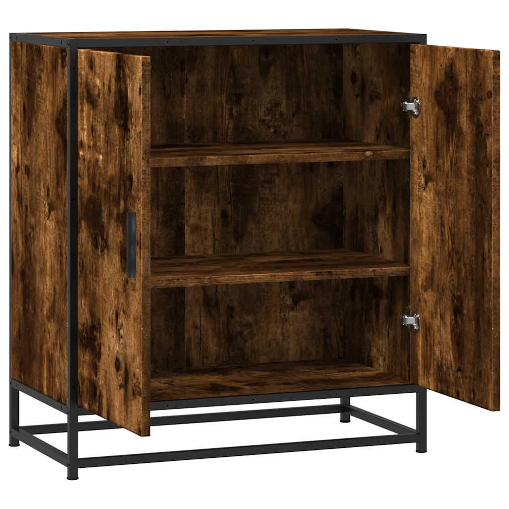 Skab 68x35x76 cm konstrueret træ og metal røget egetræsfarve