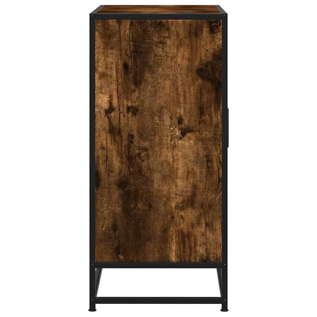 Skab 68x35x76 cm konstrueret træ og metal røget egetræsfarve