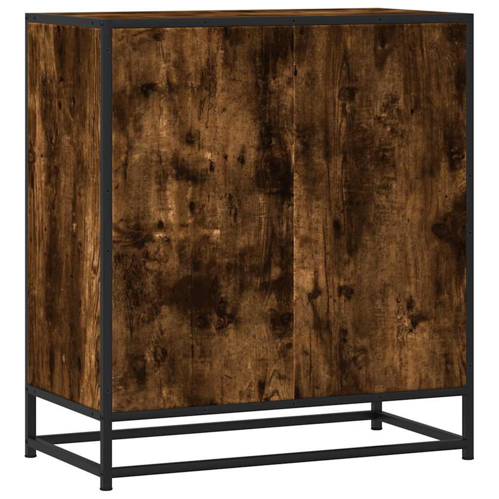 Skab 68x35x76 cm konstrueret træ og metal røget egetræsfarve