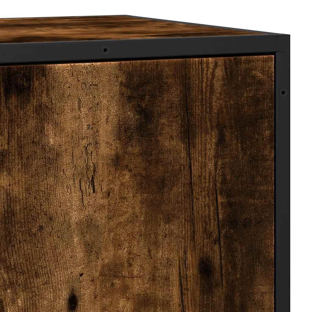 Skab 68x35x76 cm konstrueret træ og metal røget egetræsfarve