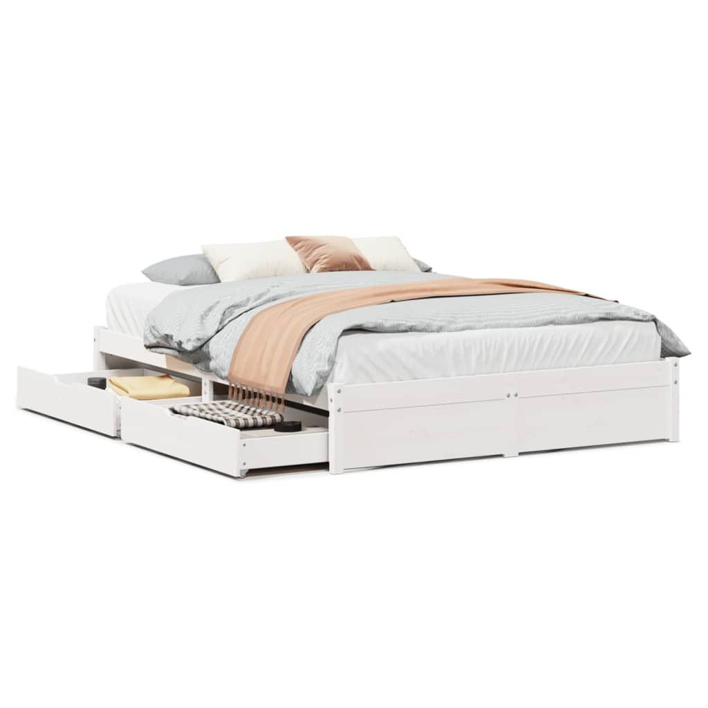 Sengeramme uden madras 120x190 cm massivt fyrretræ hvid