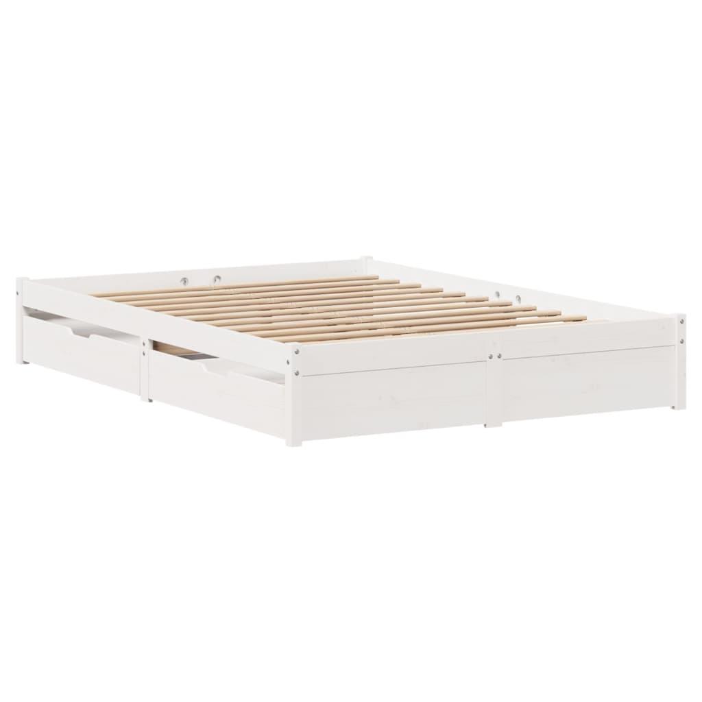 Sengeramme uden madras 120x190 cm massivt fyrretræ hvid