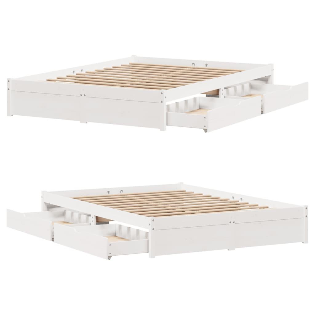 Sengeramme uden madras 120x190 cm massivt fyrretræ hvid