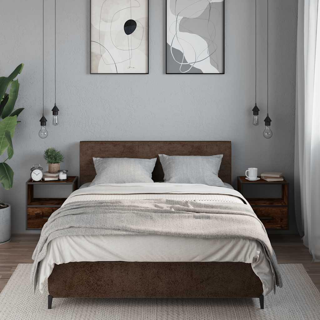 Væghængte sengeborde 2 stk. 40x31x39,5 cm røget egetræsfarve