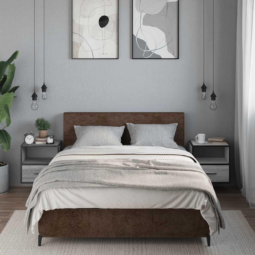 Væghængte sengeborde 2 stk. 40x31x39,5 cm grå sonoma-eg