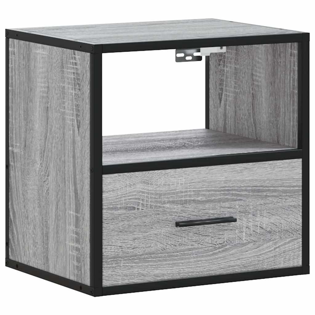 Væghængte sengeborde 2 stk. 40x31x39,5 cm grå sonoma-eg