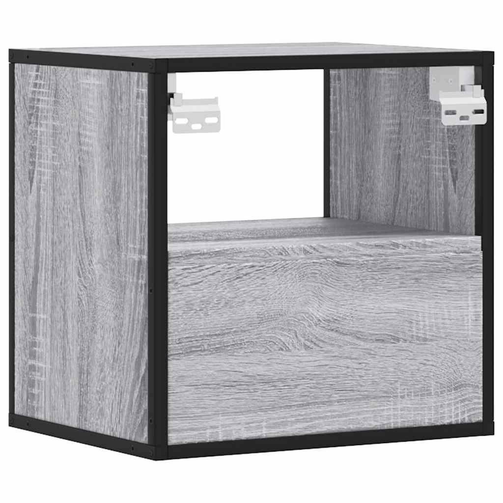 Væghængte sengeborde 2 stk. 40x31x39,5 cm grå sonoma-eg