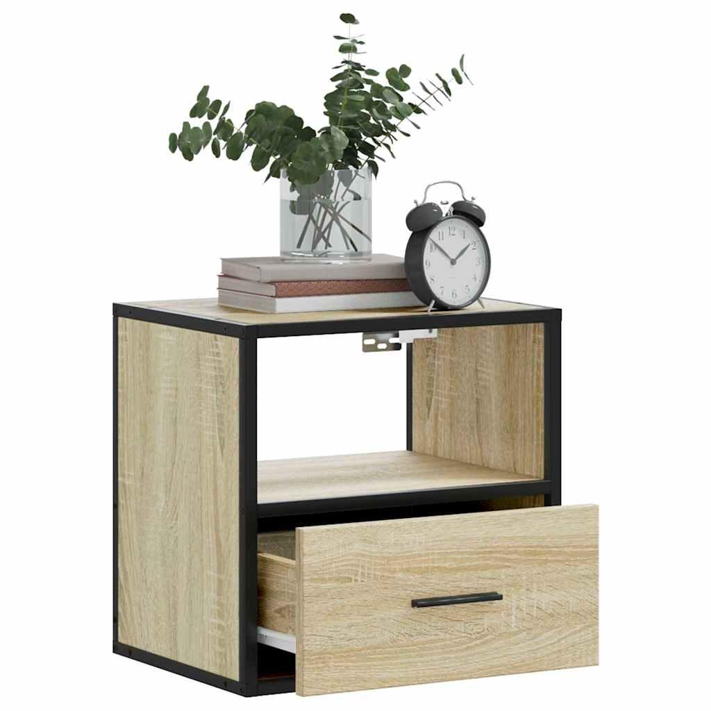 Væghængte sengeborde 2 stk. 40x31x39,5 cm sonoma-eg