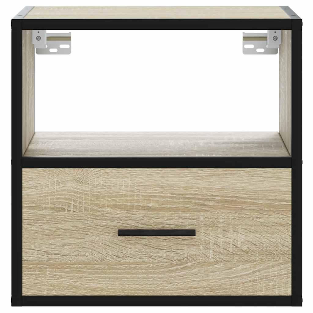 Væghængte sengeborde 2 stk. 40x31x39,5 cm sonoma-eg
