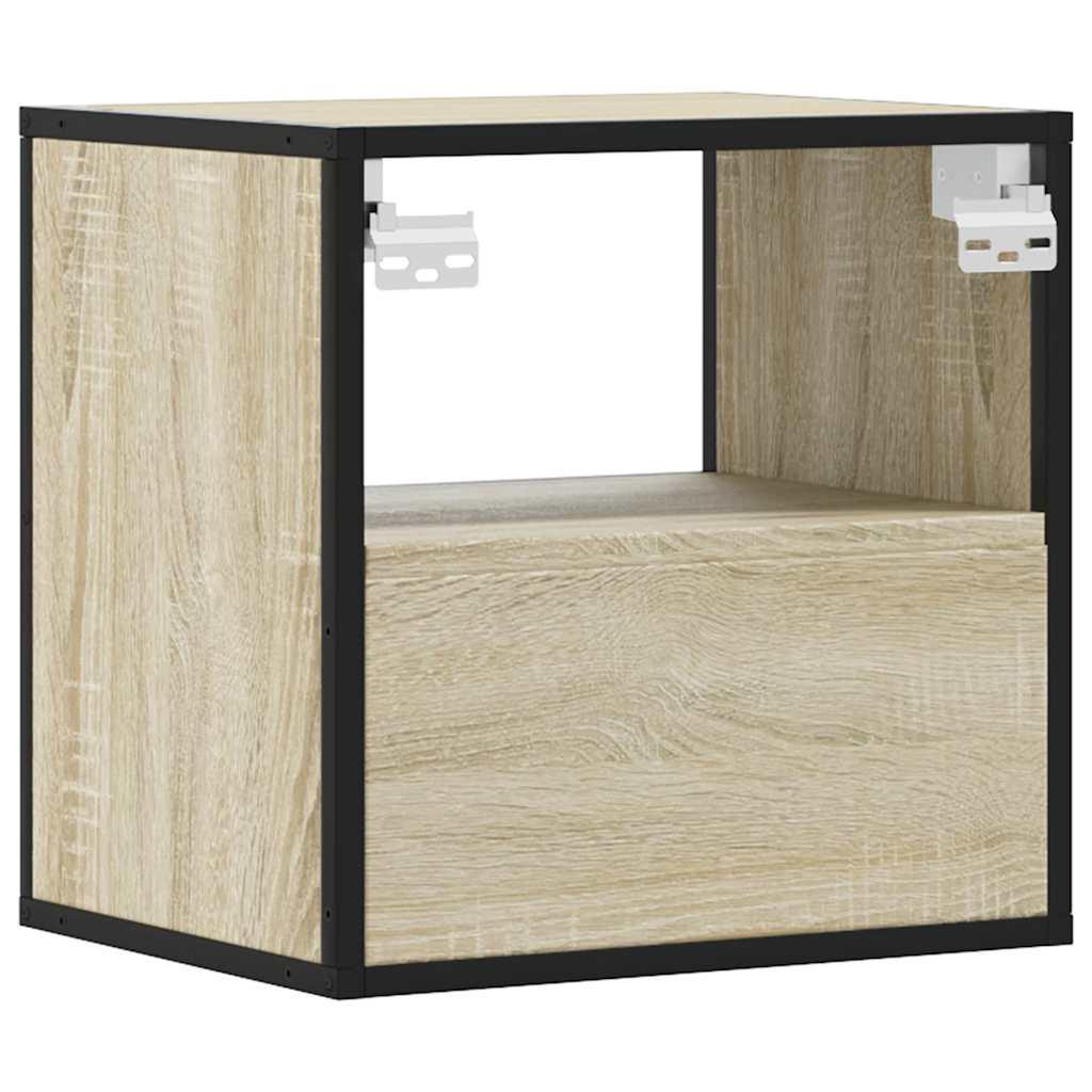 Væghængte sengeborde 2 stk. 40x31x39,5 cm sonoma-eg
